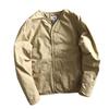 Japanese Vintage Collarless Cotton Workwear Jacket for Men - Autumn/Winter Solid Color Casual Outerwear