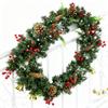 180/270CM Christmas Artificial Pine Garland with Bow Red Berries Pinecone Faux Pine Needle Rattan Mantle Fireplace Porch Hanging Decoration