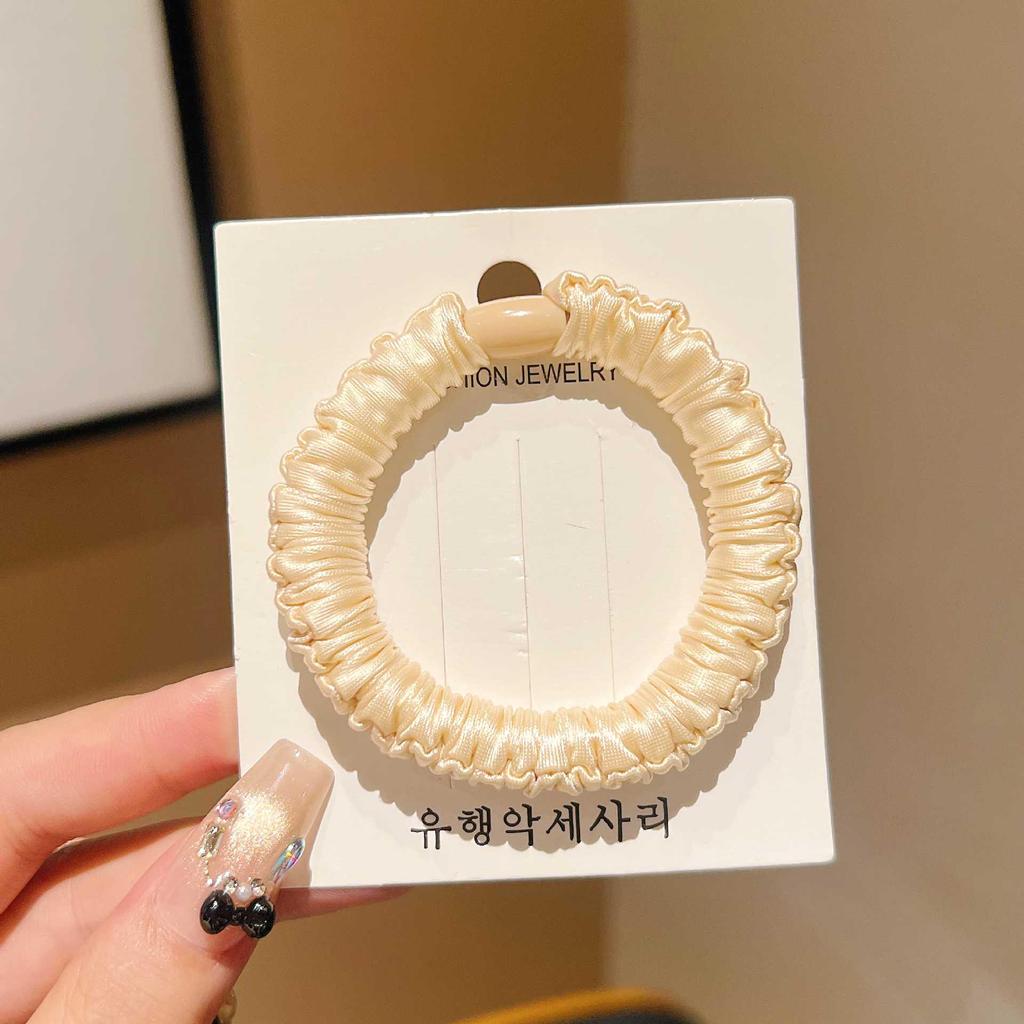 Premium Korean Style Ice Silk Pleated Hair Tie - Elastic Soft Ring for Simple Ponytails