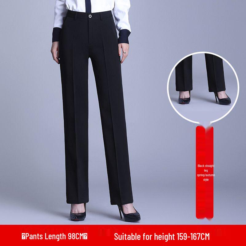 

Women s Black Velvet-Lined High-Waist Tapered Dress Pants for Autumn/Winter XXL/30 (Waist 77cm) 122-131 lbs