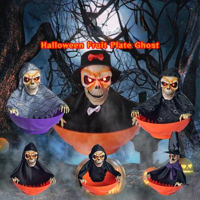 Halloweenská dekorace Elektrická mísa na ovoce a bonbóny Svítící Senzorová Houpající se a Mluvící Elektrická Kostra Hračka