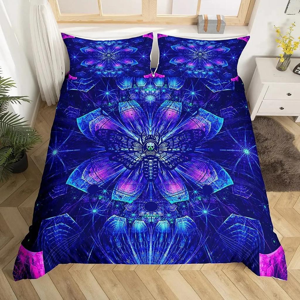 Purple Butterfly Butterflies Galaxy Comfortable Duvet Cover Pillowcase Bedding Set Children Bedroom Decoration Home Textile