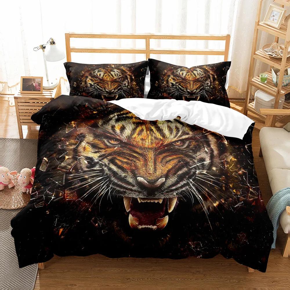 Hot Bedding Set Adults Winter Duvet Cover Sets Kids,twin Full Queen King Bedroom Set 3D Wolf, Tiger, Lion Housse De Couette