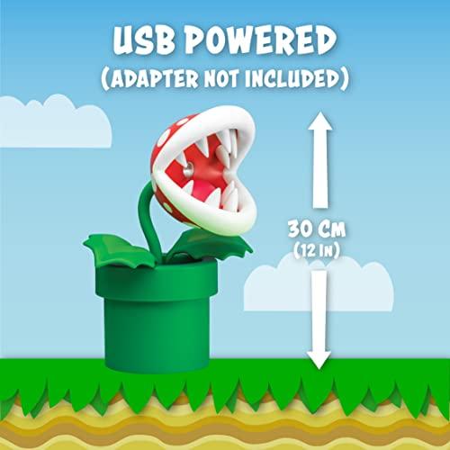 Paladone Piranha-Pflanze Pfotenlampe (BDP) | LED-Licht und flexibler Kopf | Offiziell lizenziert Super Mario | 33 cm hoch, USB-betrieben, Rot und Grün