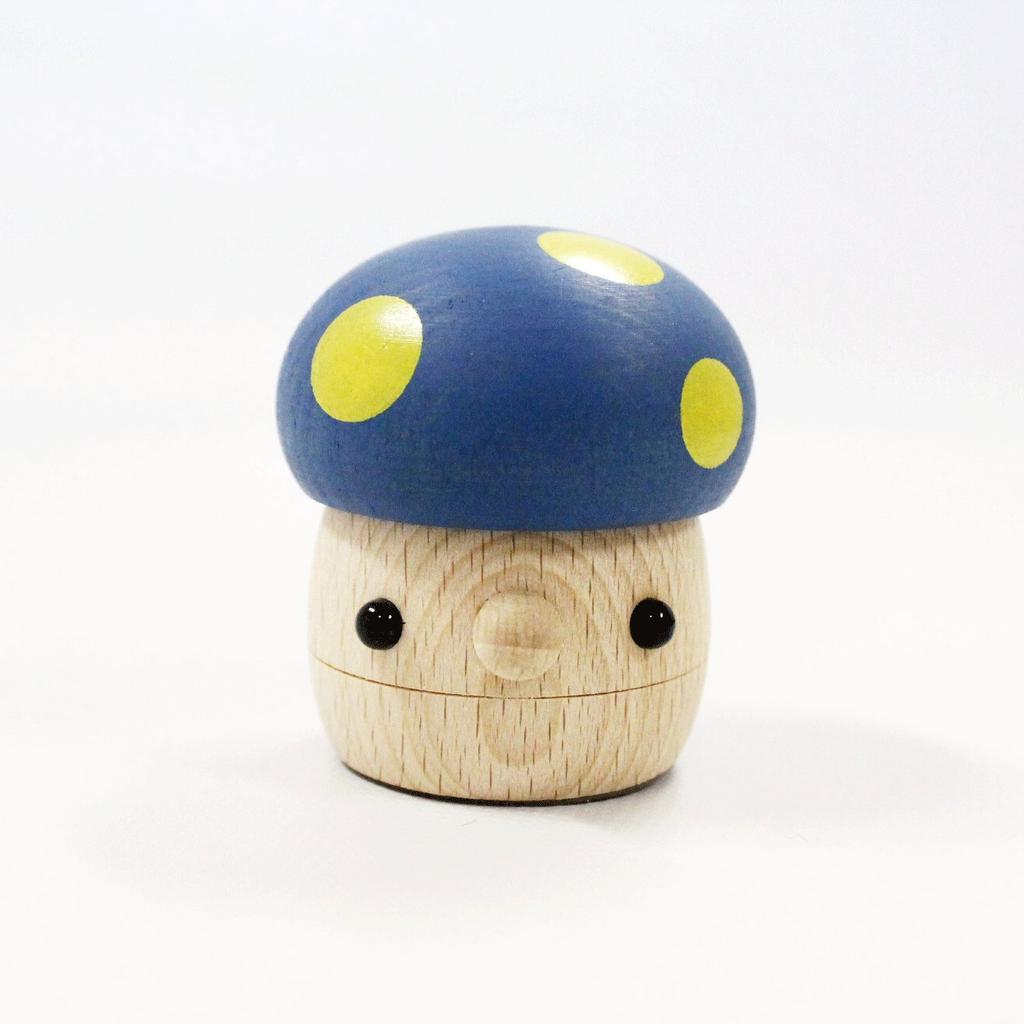 Komamugu Toys Wooden Acorn Toy Set Clear Acorn 1 Blue Acorn Made in Japan (1 Roller, Mushroom) [Wooden Toy] /