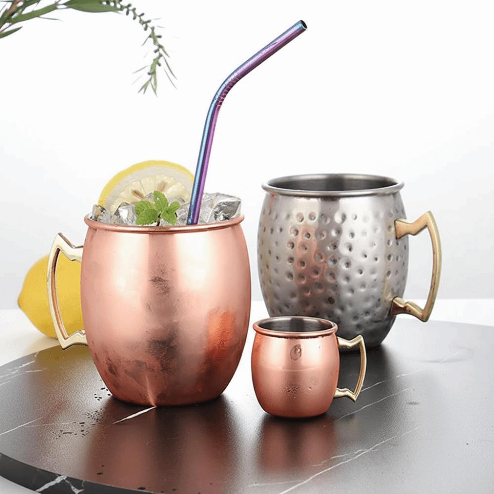 500ml Pure Copper Cup Moscow Mule Handcrafted Mug Cup Hammered Thickened Drum Cup Mules Cocktails Coffee Beer