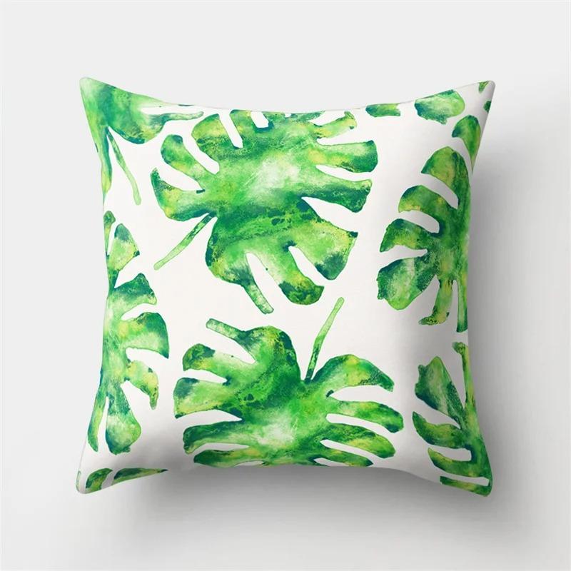 Office Living Room Home Pillowcase Green Leaf Coconut Tree Pattern Pillowcase Car Ornaments