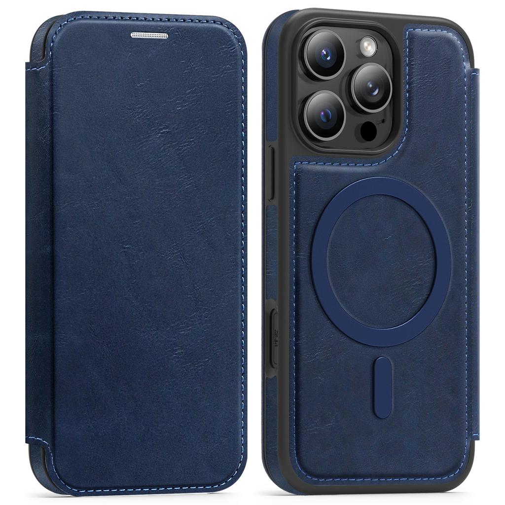 For iPhone 15 Pro Case Compatible with MagSafe RFID Blocking Card Holder Leather Phone Cover