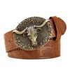 Floral Engraved Buckle Western Cowboy Belts PU Leather Leather Belt Fashion Waistband Belts  Pants