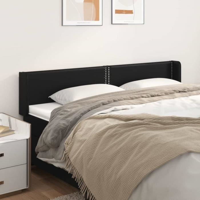 VidaXL Headboard with Ears Black 183x16x78-88 Cm Faux Leather3118730