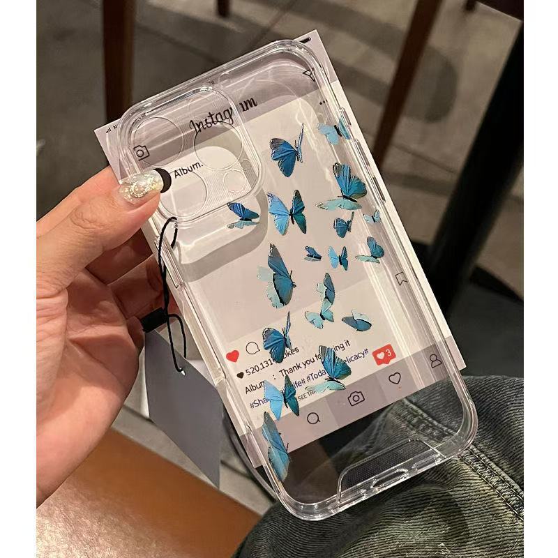 Swirling Butterfly Is Suitable for Iphone17promax Mobile Phone Case, Transparent Apple 16 Anti-drop 14pro, Japan and Korea 13/15