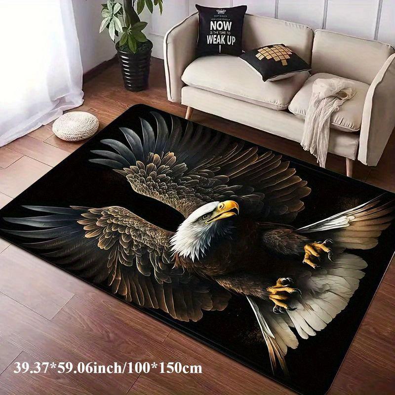 Flannel Printed Eagle Rug Bird Art Design Soft Fleece Floor Mat Living Room Carpet Wildlife Decor American Symbol Rugs