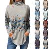 Naiste T-särgid Sügises vabaaja pikkade varrukatega särgid Vintage trükitud kõrge kaelusega pullover