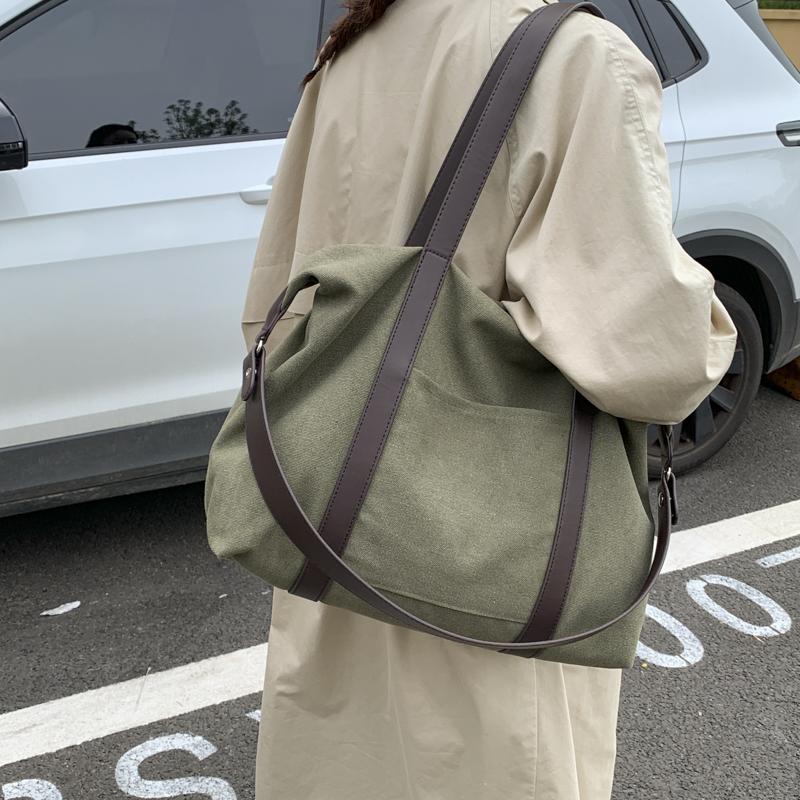 Canvas Duffel Bag Women's Large Capacity Tote Shoulder Bag Casual Travel Handbag