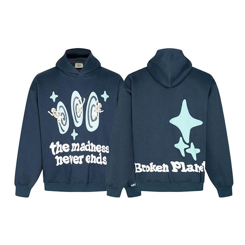 Unisex Broken Planet Print Velvet Hoodie - Trendy & Casual