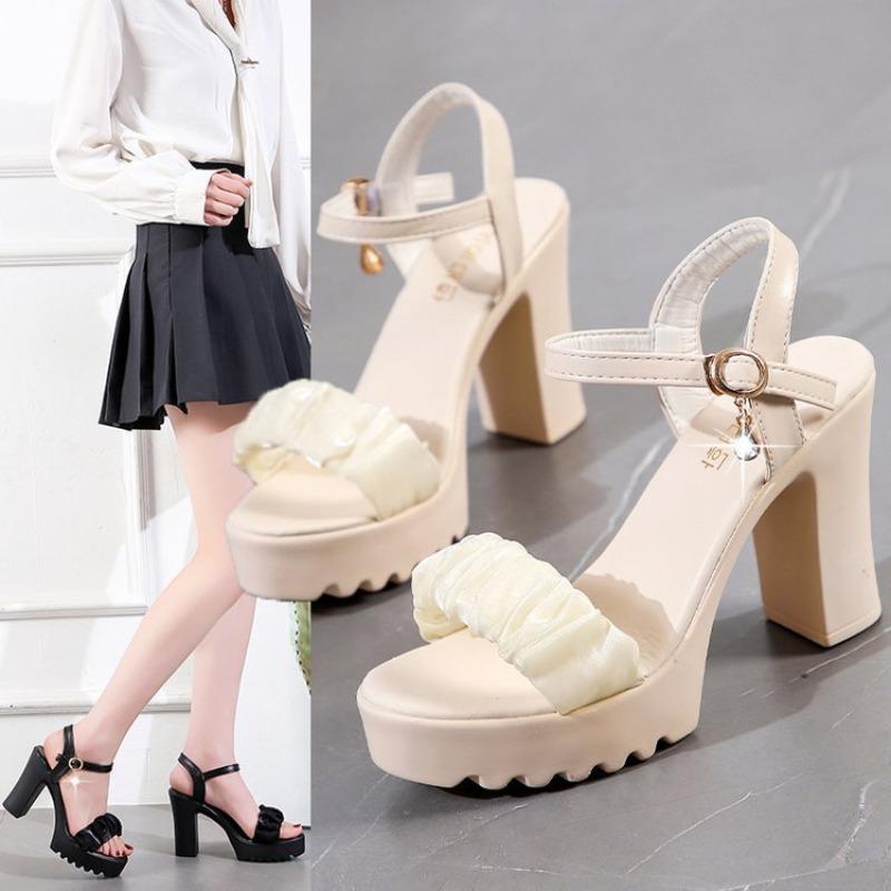 Fashion Korean Version Fish Mouth Sandals Platform Fairy Style High Heels Summer New Waterproof Table Thick Heel Sandals Women