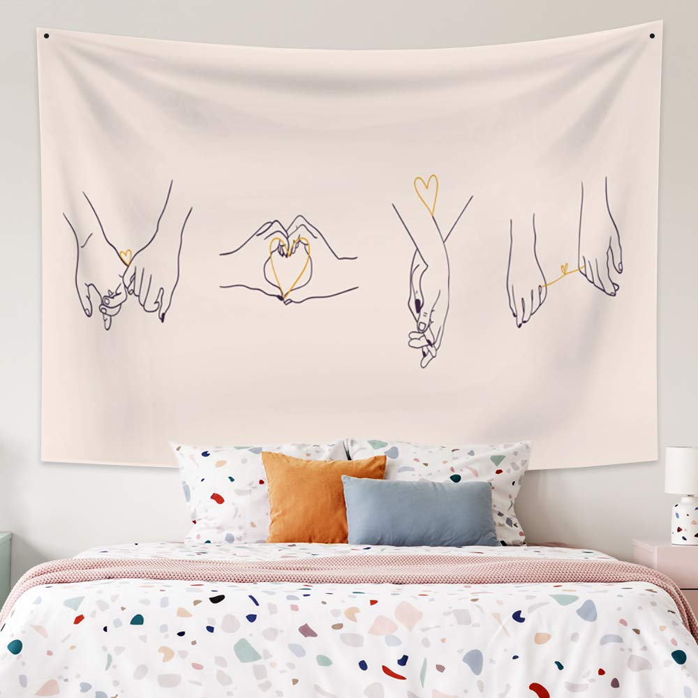 Black and White Love Hands Tapestry Space Stars Galaxy Tapestry Wall Hanging Romantic Art Home Decor for Bedroom Living Room