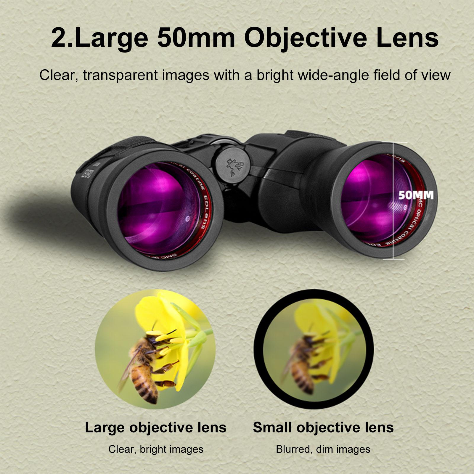 

12X50 Binoculars for Adults High Definition Telescope Lightweight for Bird Watching Hiking Camping