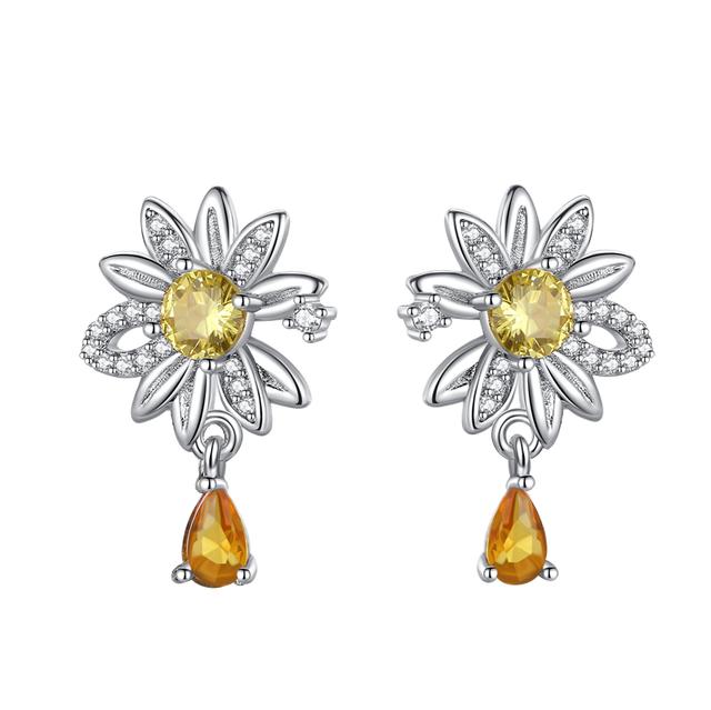 Wiosna 925 Srebro Sterlingowe Kwiat Owad Kobiety Kolczyki Geometryczne Koło Sztyft Złote Kolczyki Srebro 925