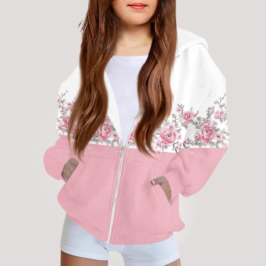 Moda dziecięca Bluza z kapturem z nadrukiem z długim rękawem Dziewczęca kurtka hoodie
