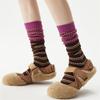 Ladies Autumn and Winter Retro Stripes Color Clash Beautiful Legs Show Thin Legs Stack Socks