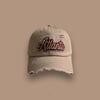 Pink washed denim ripped baseball cap women's summer versatile street letter embroidery cap tide