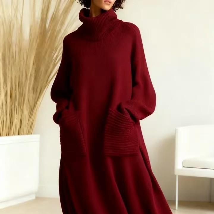European And American Style New High-Necked Woolen Dress, Loose Woolen Coat