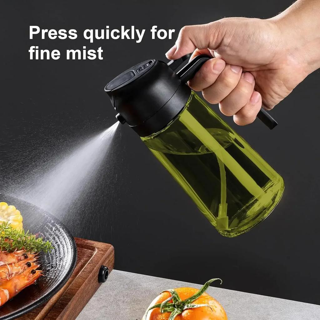 Pulverizador de aceite 2 en 1 de vidrio oscuro, dispensador de aceite de oliva, pulverizador de aceite negro resistente a la luz para cocinar ensaladas y barbacoas, herramientas para barbacoa.