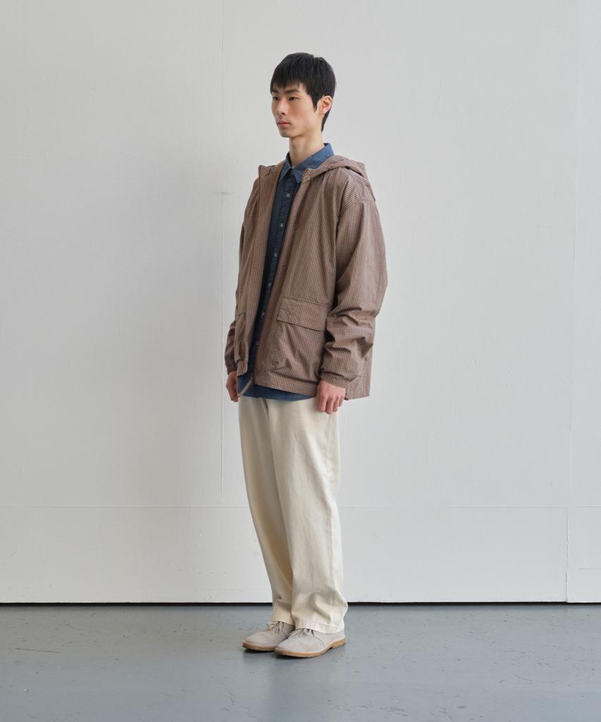 Horlisun Breeze Typewriter Check Hood Jacket Beige