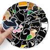 50 Black Cat Graffiti Cartoon Animal Stickers for DIY: Waterproof, Suitable for Phone Cases & Suitcases