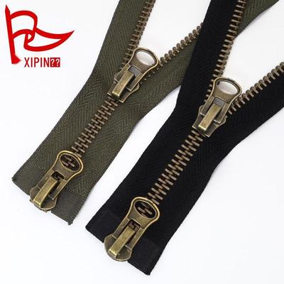No. 8 Double-Head Self-Locking Metal Copper Zipper for Jackets, Coats, Leather Clothing, and Bags.