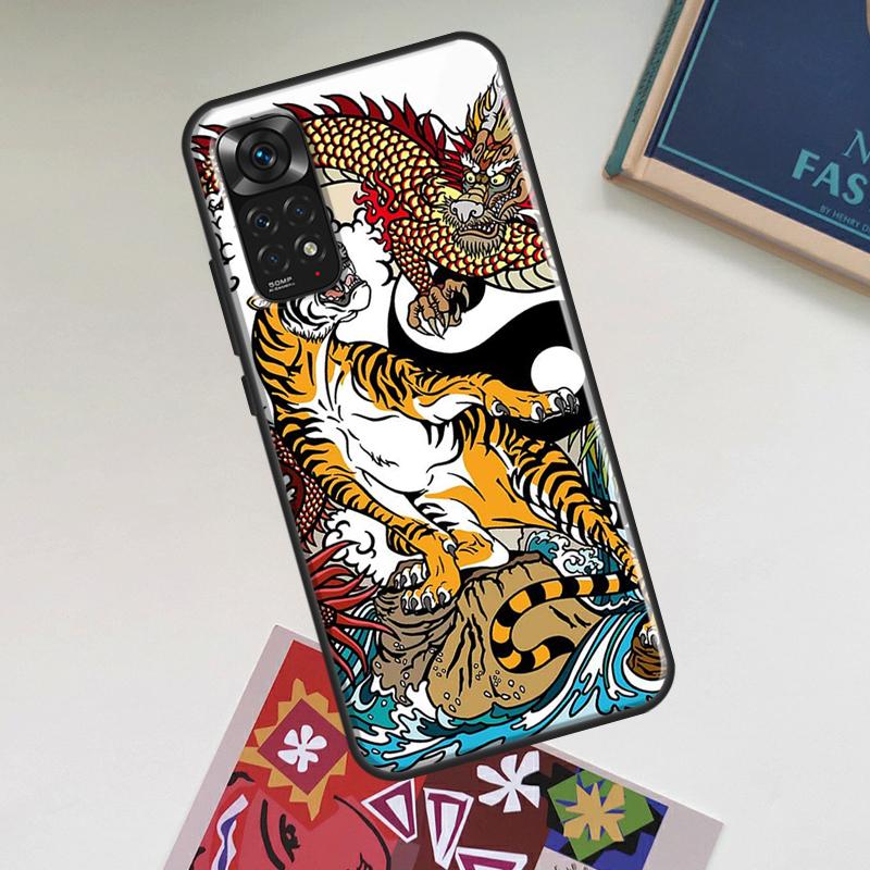 Ancient Japanese Dragon Case For Xiaomi Redmi Note 13 14 Pro 12 11 10 15 Pro Plus Redmi 15C 14C 13C 10C 12C 15 Cover