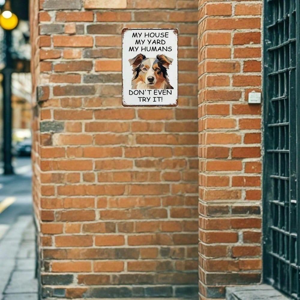 1pc Vintage Australian Shepherd Tin Sign 8x12in, Unframed Farm Dog Metal Plaque, Retro Pet Lover Decor for Home Yard Garage Cafe