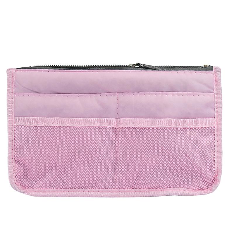 

Вставная сумка женская нейлоновая дорожная вставная сумка-органайзер косметичка дорожная внутренняя сумочка портативная сумка органайзер для хранения розовый