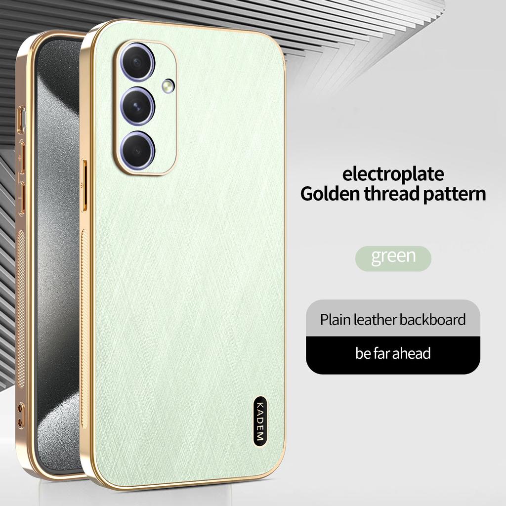 Złote Etui z Teksturą Jedwabiu i Powłoką Skórzaną Samsung Galaxy S26 S25 Edge S24 S23 S22 Ultra Plus FE A16 A54 Galwanizowane Wytrzymałe Pokrowiec