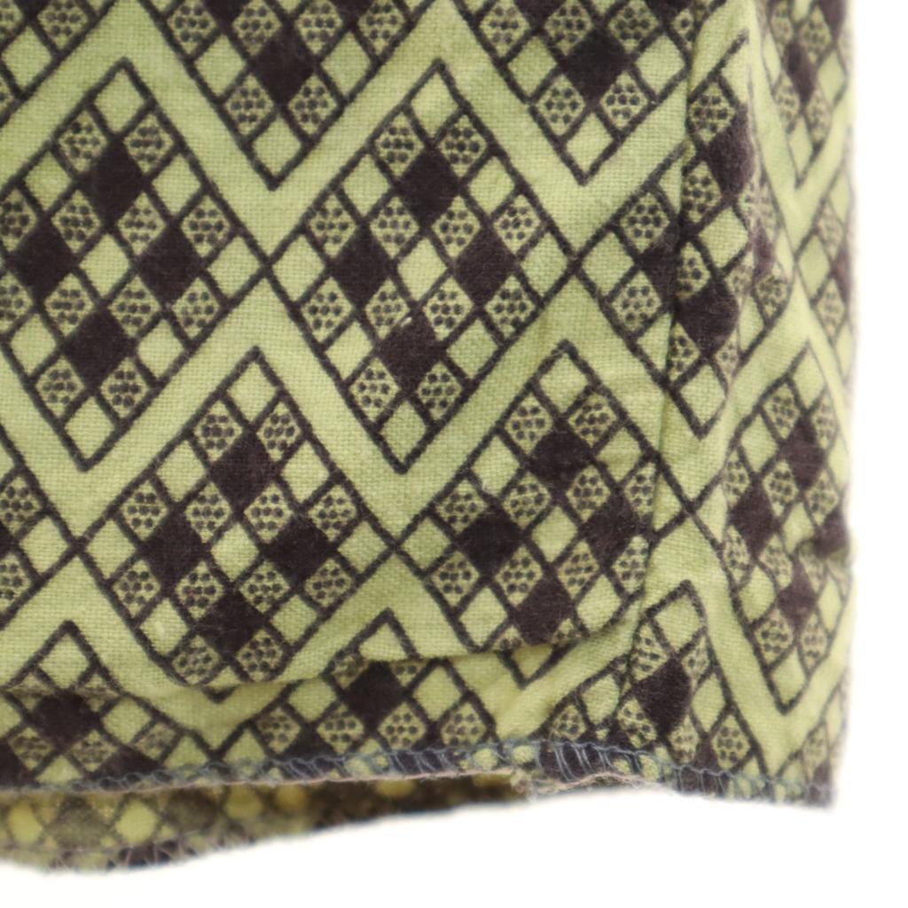 Vintage 70s EUR Argyle Pattern Short Sleeve Open Color Shirt Light Green Men's Used