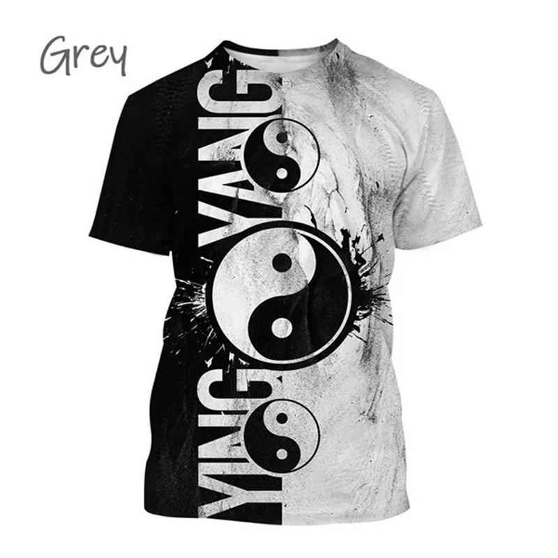 Yin Yang Koi Dragon Tai Chi Pattern 3D Print Men's T-Shirt Streetwear Brand Quick-Dry Sports Short-Sleeve Top