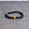 Natural Black onyx and tiger eye bead bracelet Black crystal beaded jewelry for man Stretchable handmade bracelets for boys Gift for him
