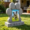 Imitation Stone Pet with Tombstone Photo Frame Paw Print Weather-Resistant Resin Memorial