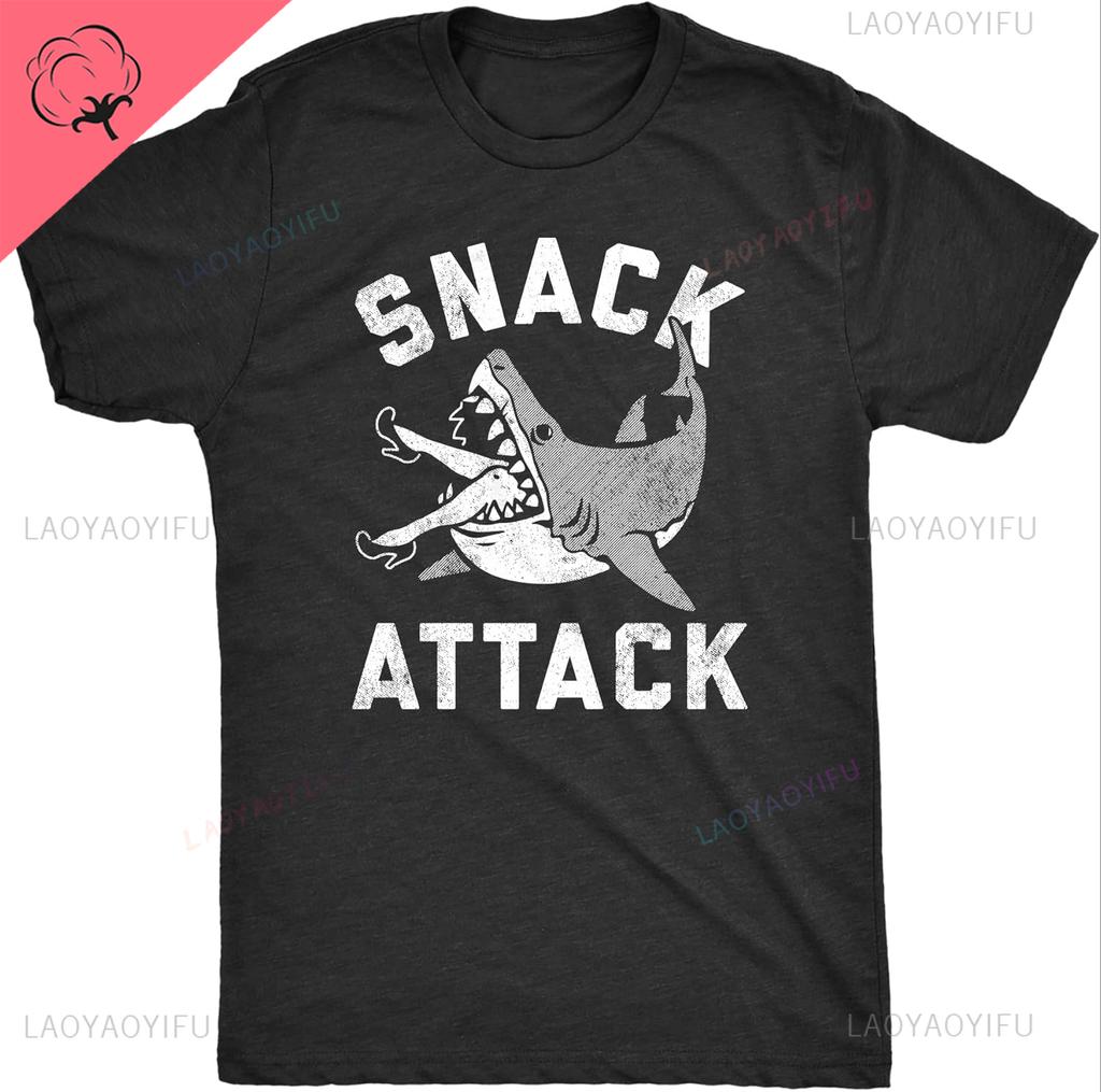 Funny Shark Printed T Shirts for Men Jaws Shirts for Guys Funny Graphic Tees for Shark Week Personalized Man Streetwear Tops