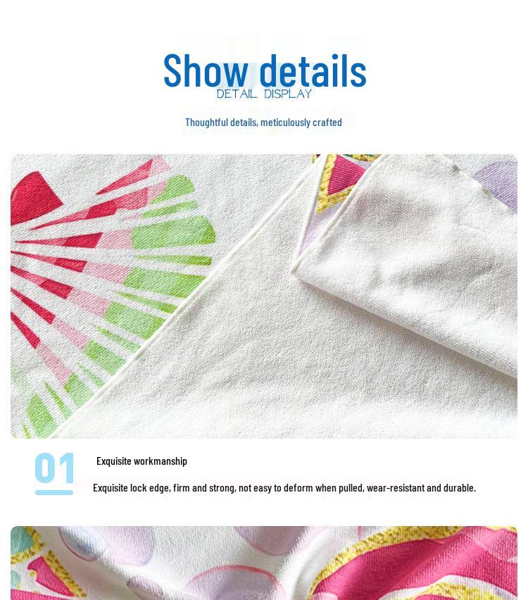 Large Quick-Drying Italian Lemon Print Towel with Blue & White Stripes - Absorbent Beach, Bath, Swim, Picnic Mat