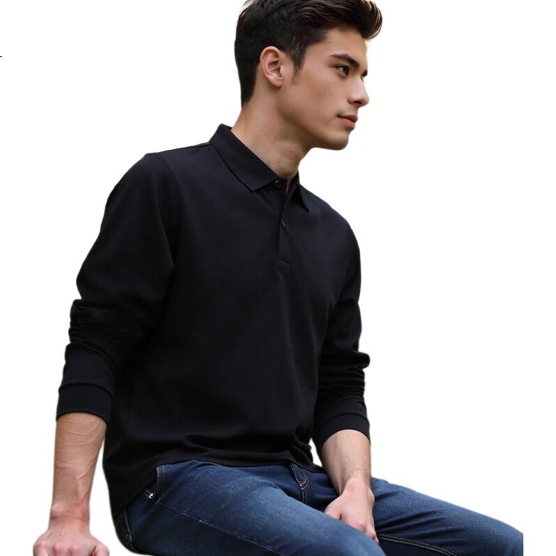 ROMON Men's Autumn Long Sleeve T-Shirt Fashion Polo Collar Sweatshirt Mulberry Silk Thermal Shirt Casual Base Layer Top