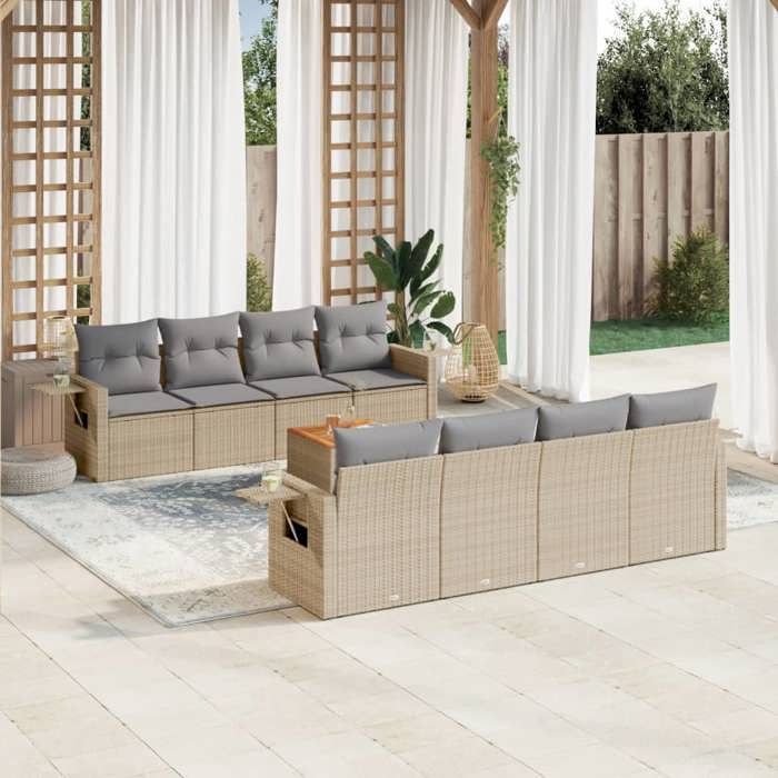 VidaXL Garden Lounge Set with Cushions 9 Pcs, Patio Sofas, Patio Furniture Set, Outdoor Furniture, Mix 3256815