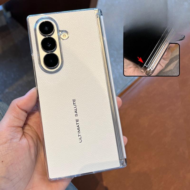 Suitable for Samsung Zfold7 Mobile Phone Case 6 Magnetic Suction Double Sided Central Shaft Anti Fall Business Advanced Extraordinary Leather Pattern