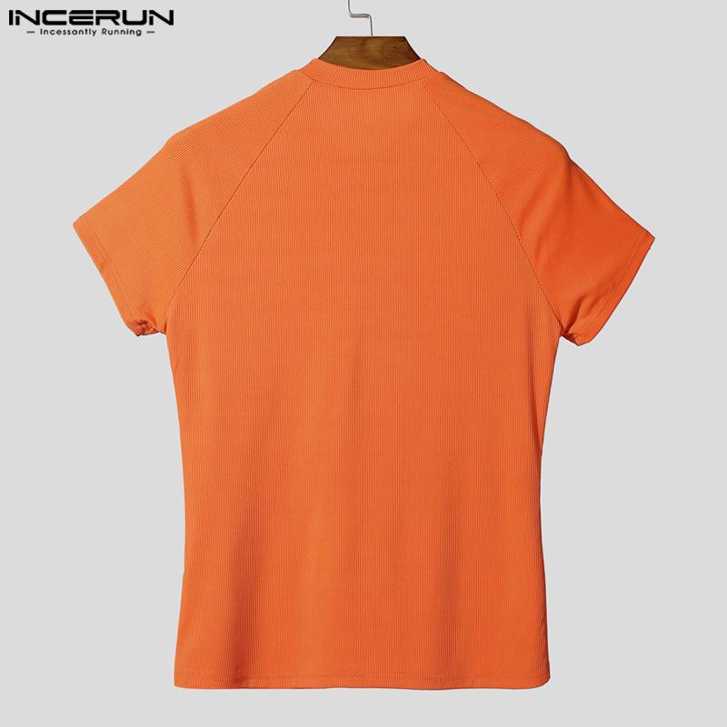 INCERUN Men Round Neck Short Sleeve Gym Sport Casual Fitted T-shirts