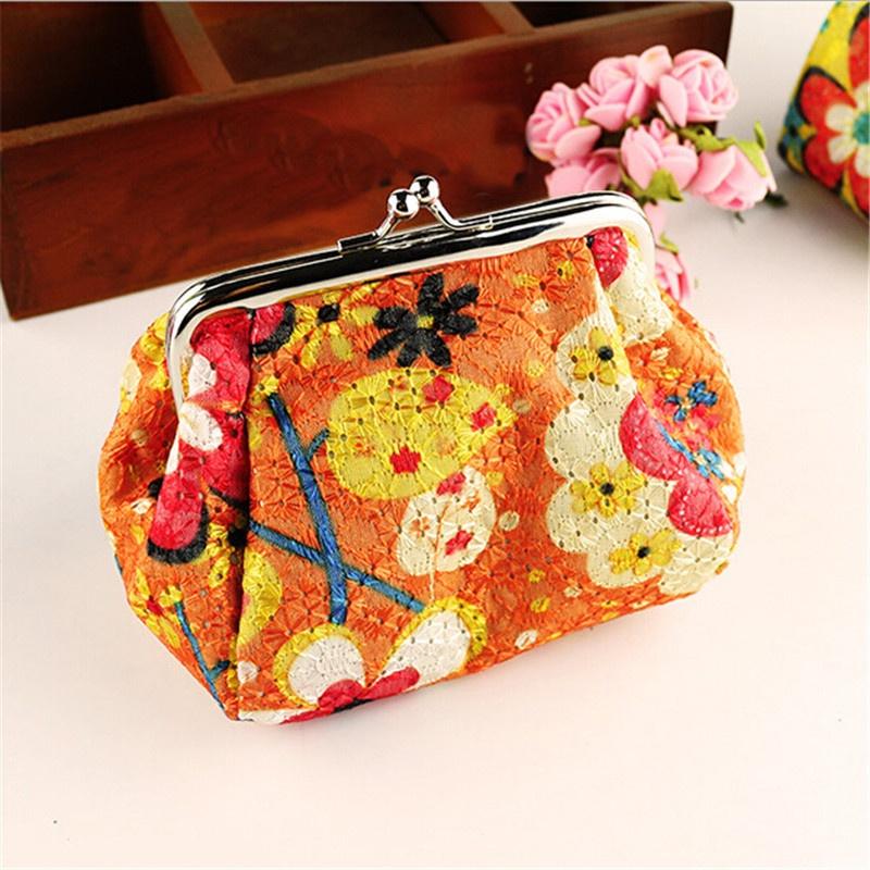 Bags for Women Embroidered Cloth Floral Printed Wallet Lady Vintage Wallet Card Holder Coin Purse Girls Clutch Bag