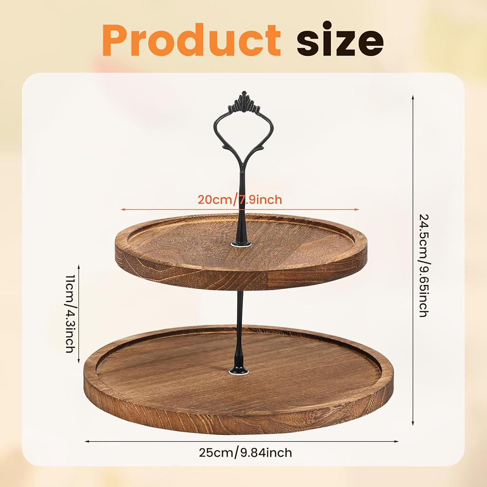 Creative European Dessert Rack, Forest Style Double-layer Cake Tray, Wooden Dessert Table Decorative Tray, Cake Dessert Rack.zwq