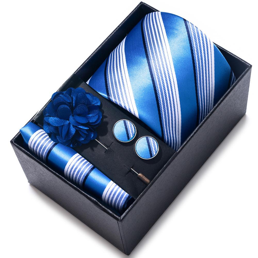 Tie Men'S Suit Accessories Cufflinks Square Scarf Corsage Tie Premium Suit Gift Box Packaging