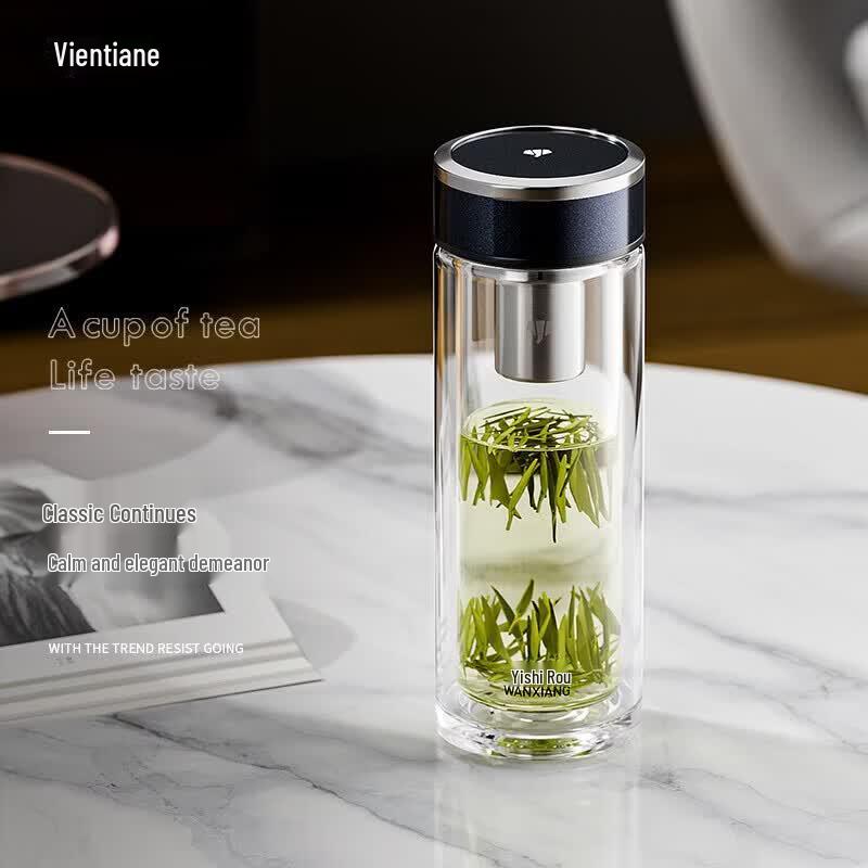 WANXIANG Portable Double Wall Glass Tea Infuser Bottle