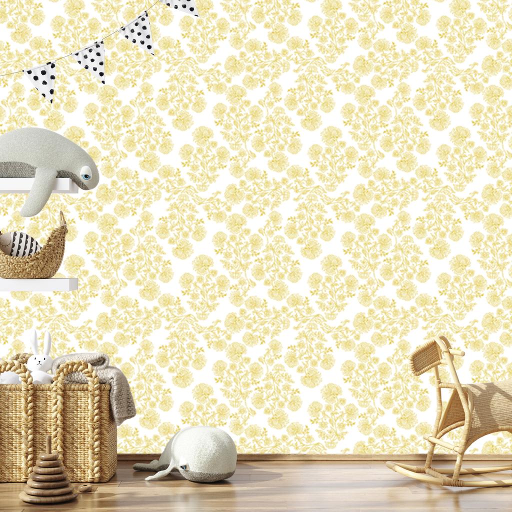 Cream Flowers Wallpaper for Living Room and Bedroom 50x1000
